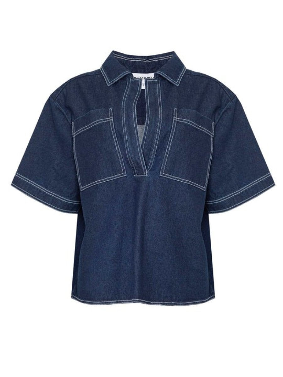 Blue Jean Short Sleeve Two Piece Set