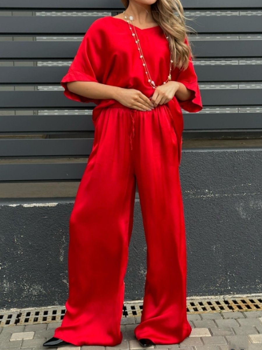 Dazzle Casual Loose V-neck 2pc Set