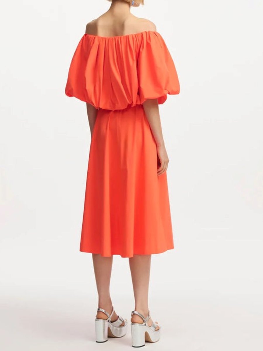 Orange Bardot Neck Suit