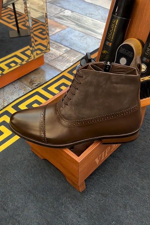 Genuine Leather Coffee Boots