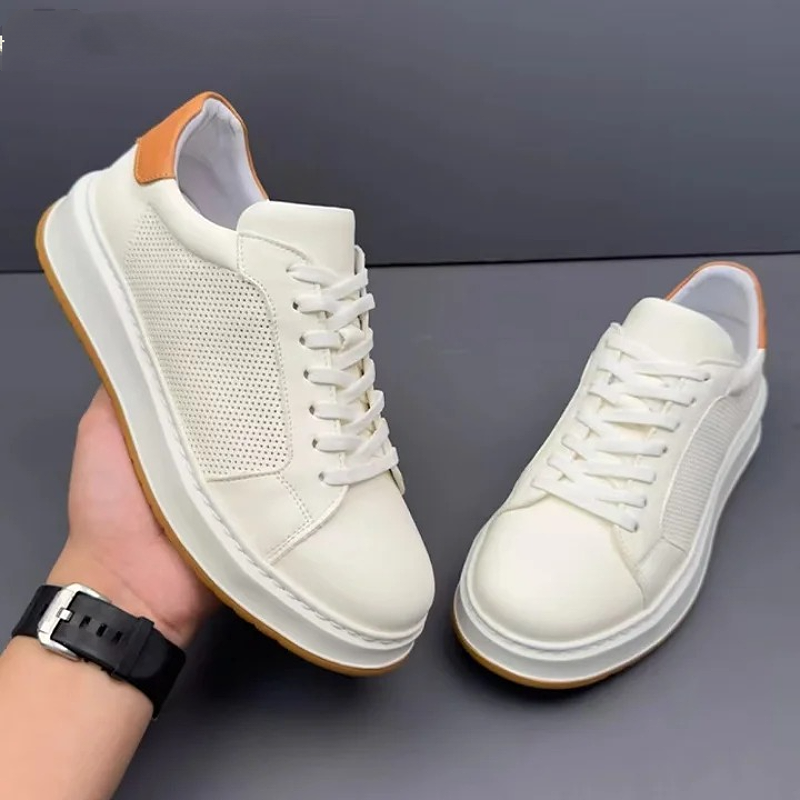 Genuine Leather Hollow Breathable Soft Sole Skate Shoes