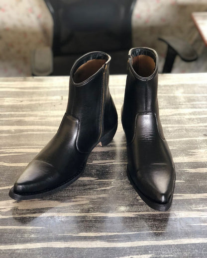 Handmade Leather Ankle Zipper Boots