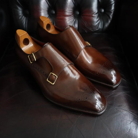 Grosvenor in Vintage Oak Double Monk Shoes