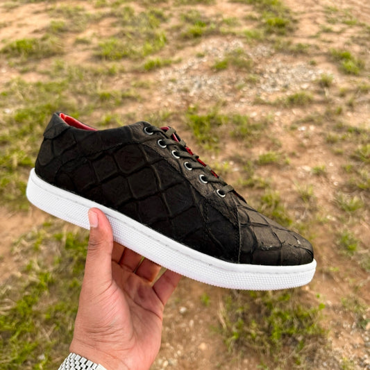 Matte Black Pirarucu Leather Shoes