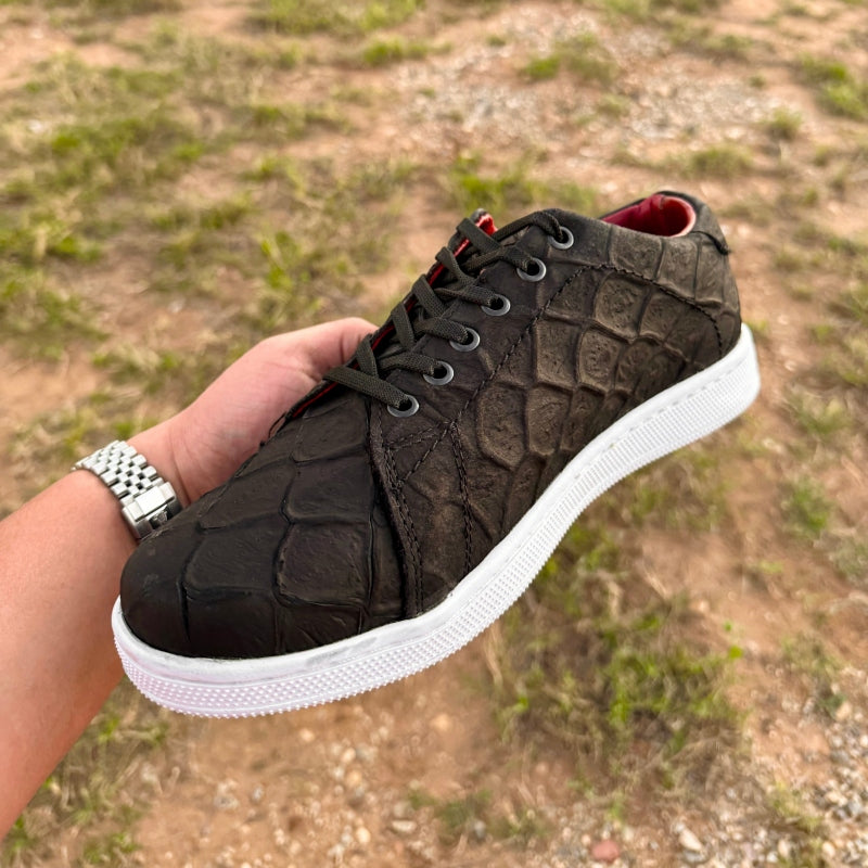 Matte Black Pirarucu Leather Shoes