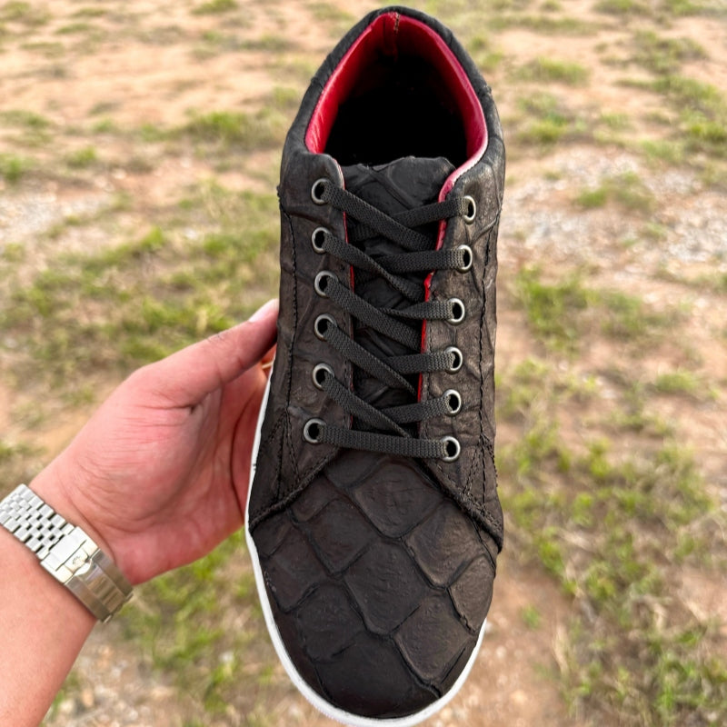 Matte Black Pirarucu Leather Shoes