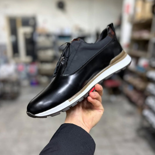Mens Leather Heightened Breathable Sneakers