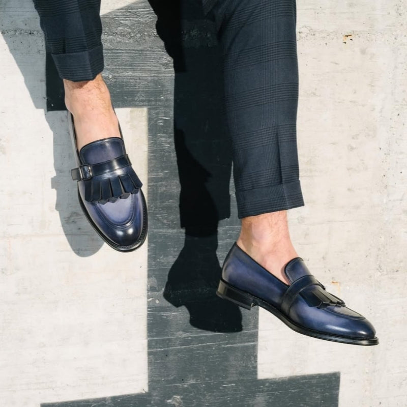 Hand Aged Leather And Tassels Loafer