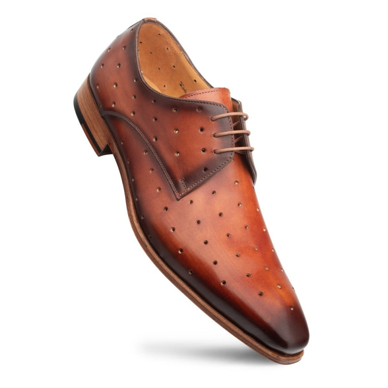 Perforated Plain Toe Lace-Up Shoes