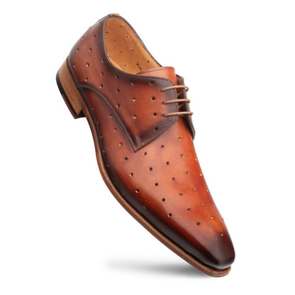 Perforated Plain Toe Lace-Up Shoes