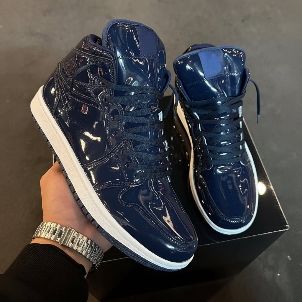 Navy Patent Leather Sneakers