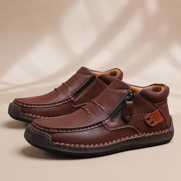 Men's Handmade Premium Leather Slip-On Driving Shoes – Wide Toe, Arch Support