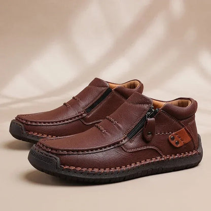 Men's Handmade Premium Leather Slip-On Driving Shoes – Wide Toe, Arch Support