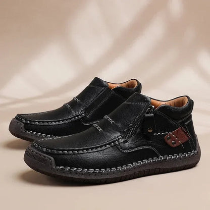 Men's Handmade Premium Leather Slip-On Driving Shoes – Wide Toe, Arch Support