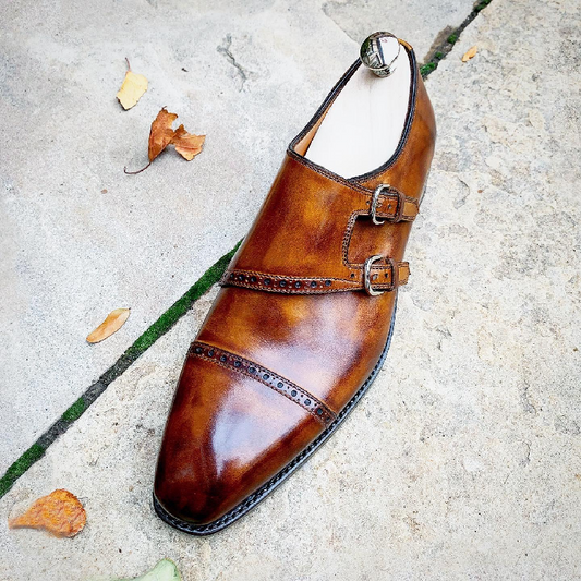 Handmade Calfskin Classic Double Monk
