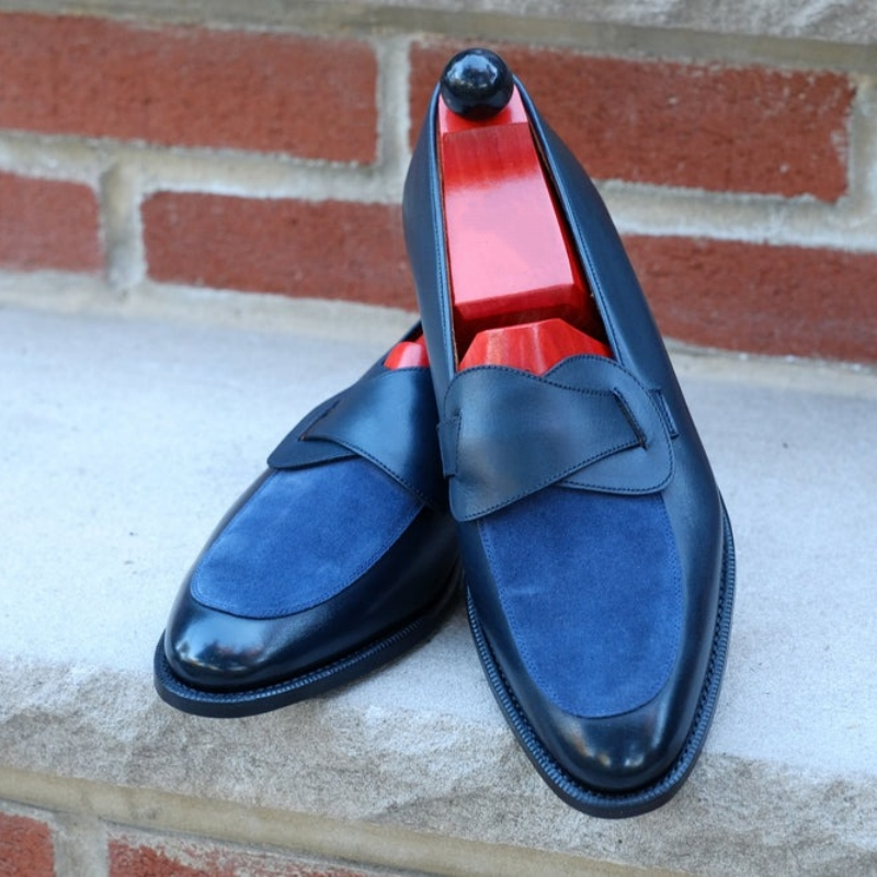 Midnight Calf/Navy Suede Butterfly Loafers