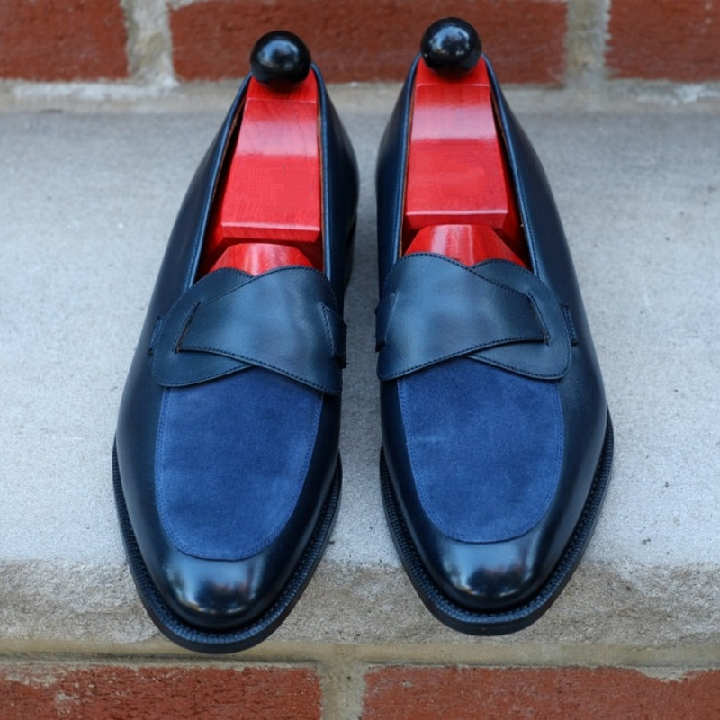Midnight Calf/Navy Suede Butterfly Loafers