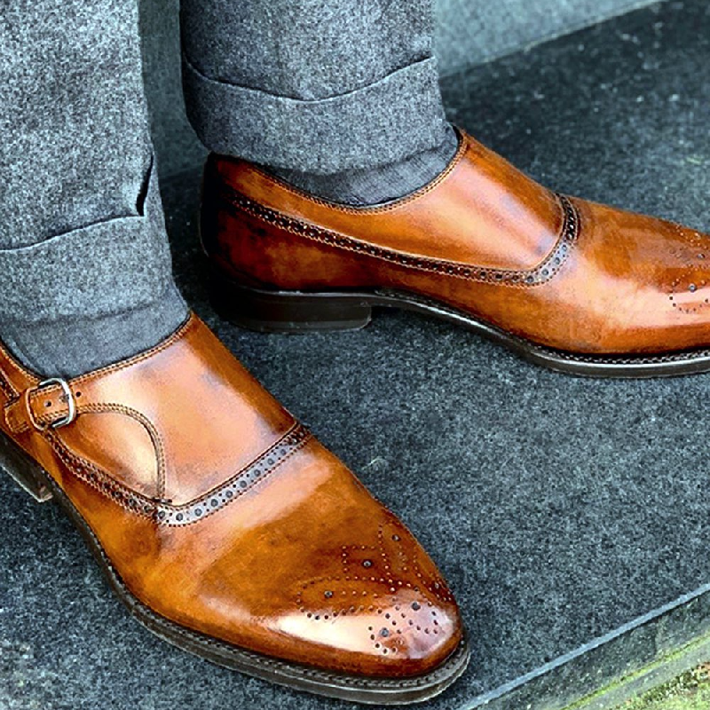 Handmade Men's Calfskin Formal Monk