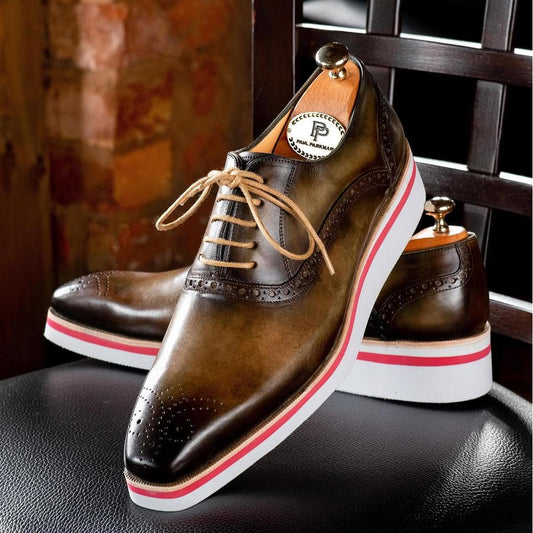 Men's Smart Casual Khaki Wingtip Oxfords