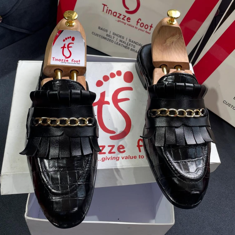 Handmade Calfskin Leather Half Slippers
