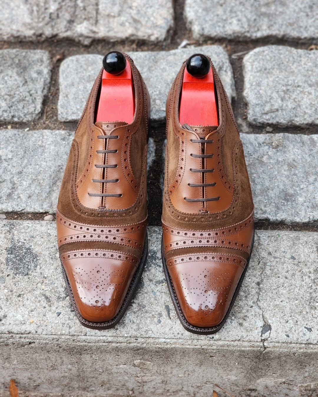 Caramel Calf And Dark Brown Suede Phillips Tarsal Brogue