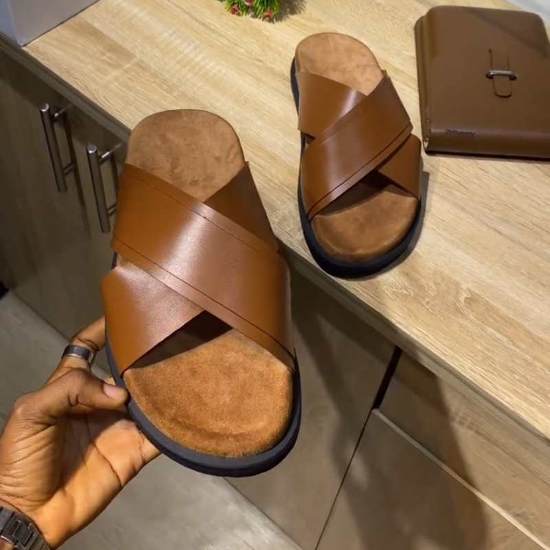 Men's Brown Cork Slippers