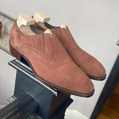 Handmade Men's Suede Lace-Up Oxford Shoes