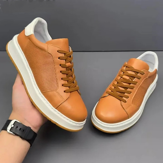 Genuine Leather Hollow Breathable Soft Sole Skate Shoes