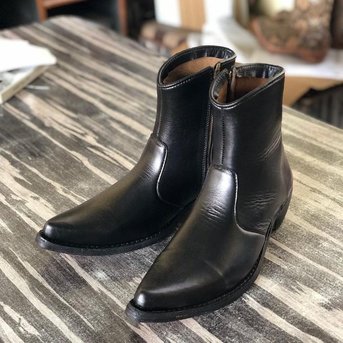 Handmade Leather Ankle Zipper Boots