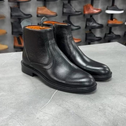 Business Zipper Leather Boots