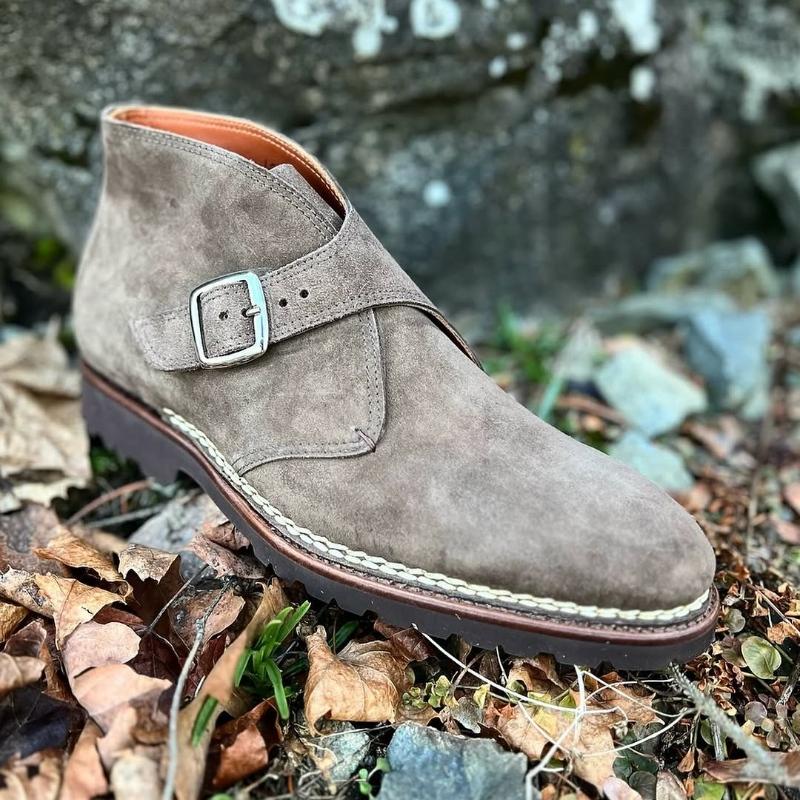 Italian Luxury Men's Suede Monk Boots