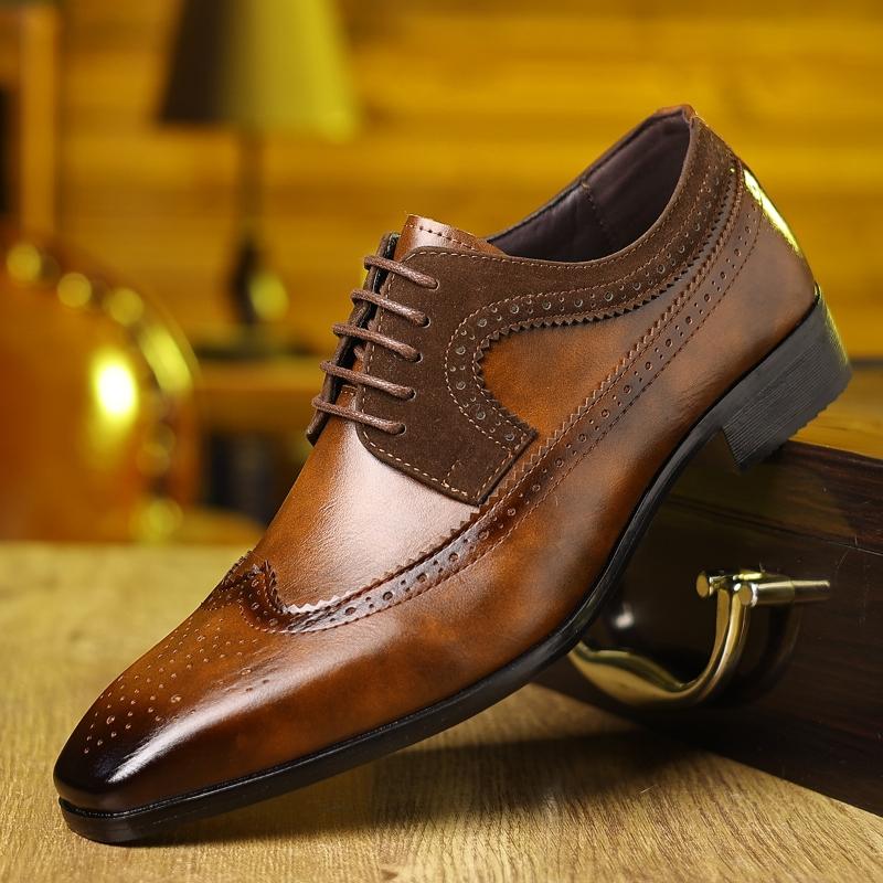 New Carved Flower Block Oxford Dress Shoes