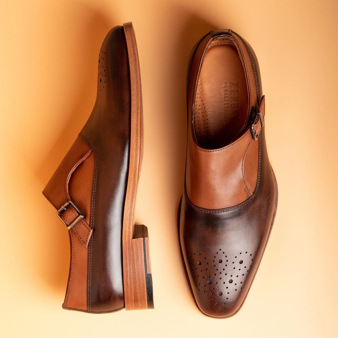 Lorenzo Rust Single Monk Strap Shoes