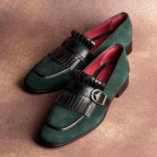 Tassels Green Slip-On Round Toe Shoes