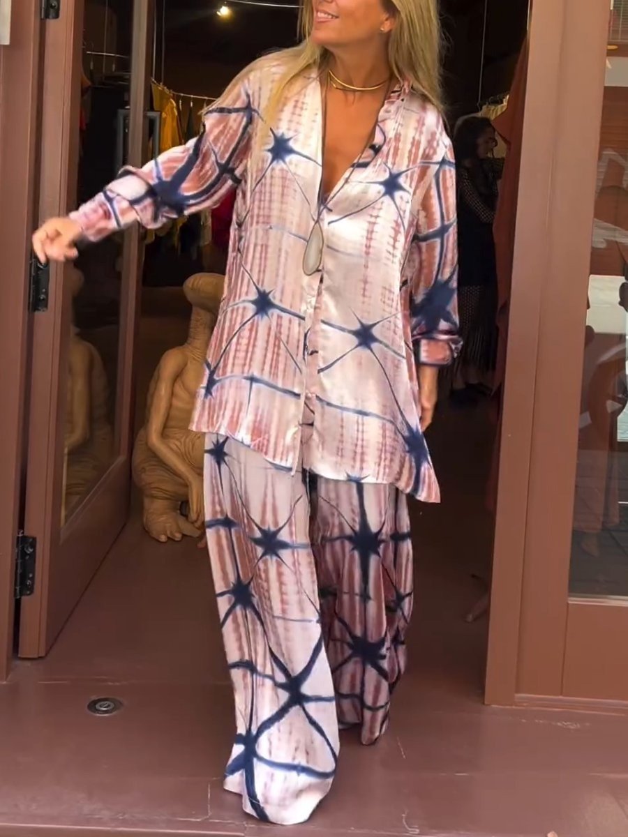 Casual Printed Silk Two Piece Set