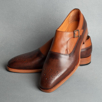 Lorenzo Rust Single Monk Strap Shoes