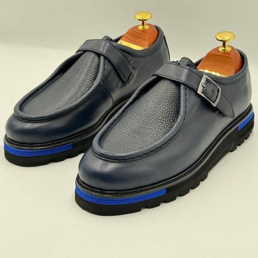 Single Monk Strap Casual Leather Shoes