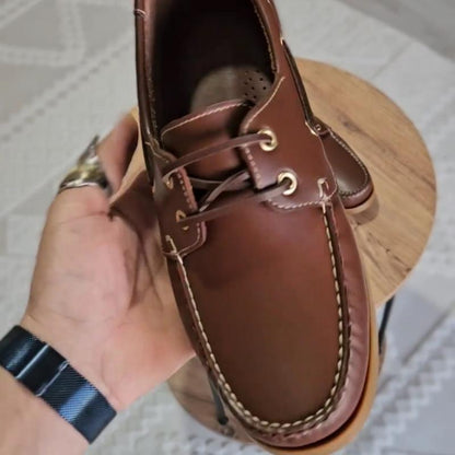 Men's Leather Boat Shoes | Handsewn Moccasin Toe Comfort Loafers