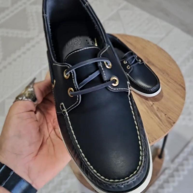 Men's Leather Boat Shoes | Handsewn Moccasin Toe Comfort Loafers