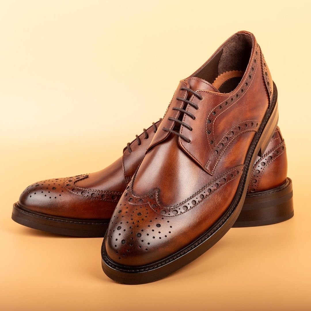 Leather Derby Carved Gentleman's Shoes