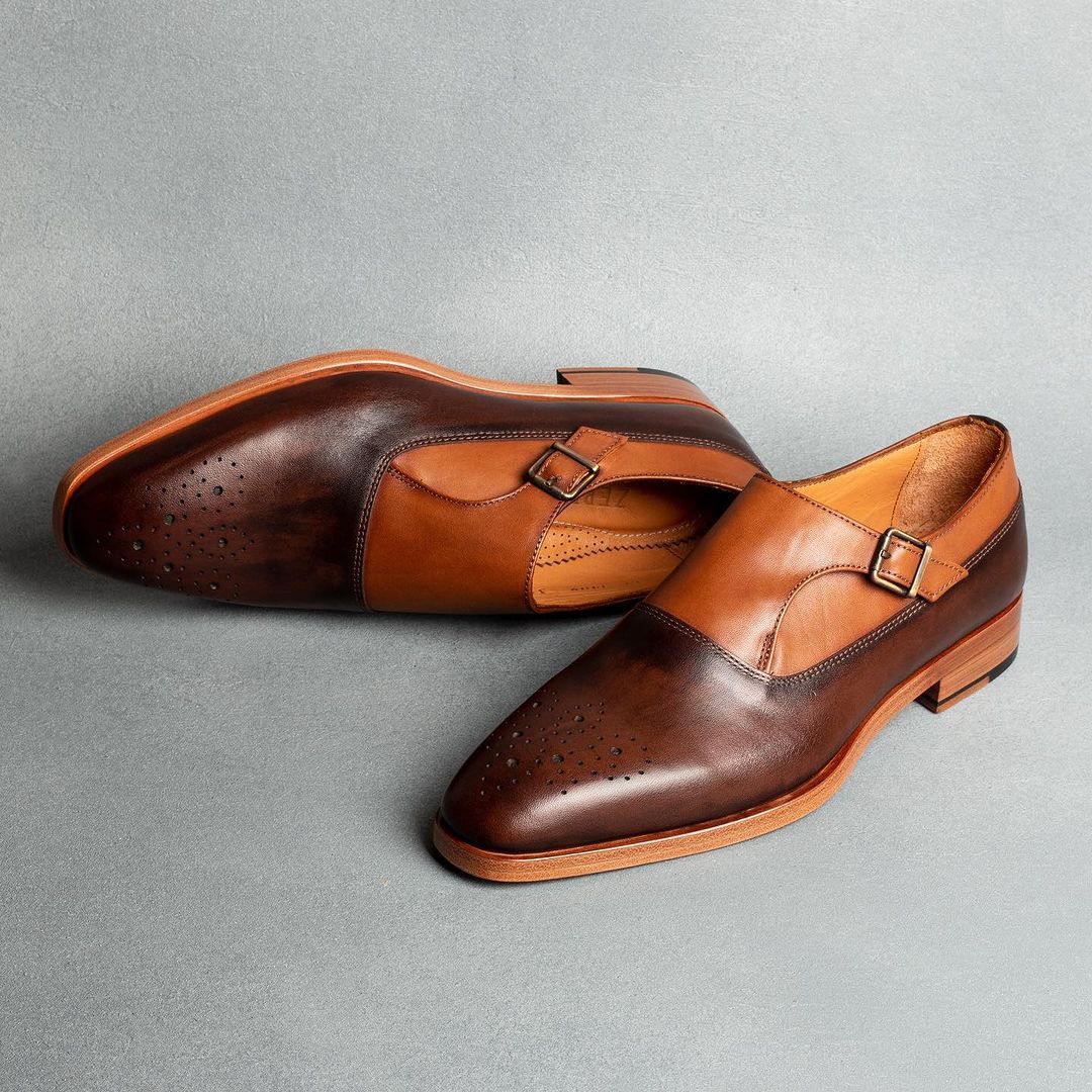 Lorenzo Rust Single Monk Strap Shoes