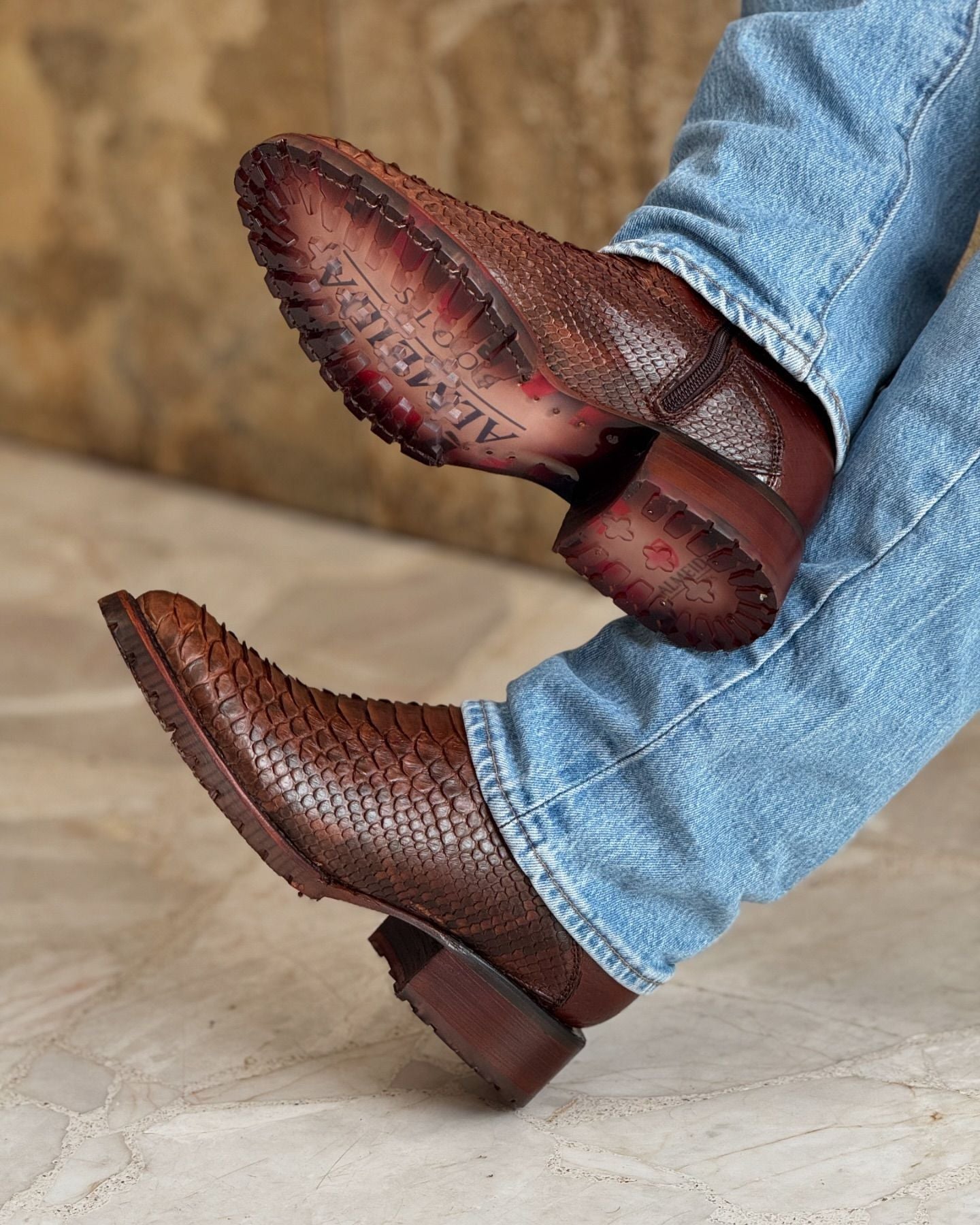 Italian Handmade Python Western Boots