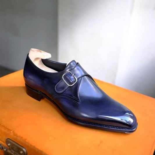 Single Monk Strap Men's Leather Shoes