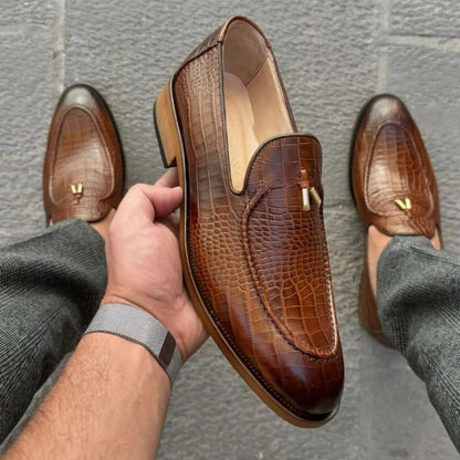 Men's One-Step Crocodile Loafers