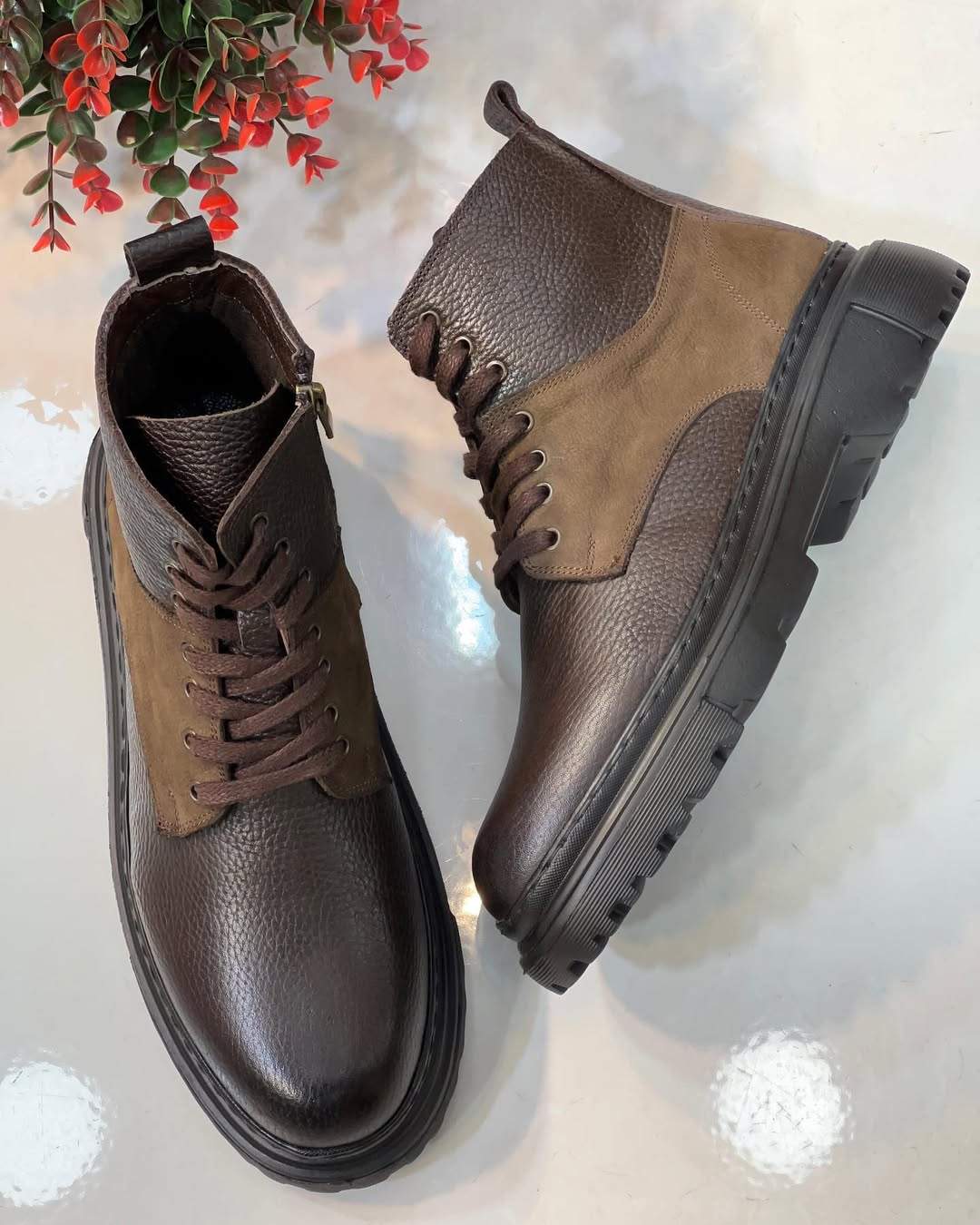 Men's Handmade Lace-Up Leather Boots