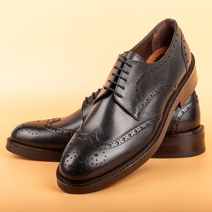 Leather Derby Carved Gentleman's Shoes