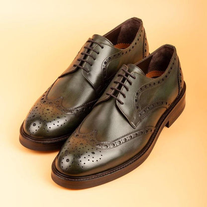 Leather Derby Carved Gentleman's Shoes