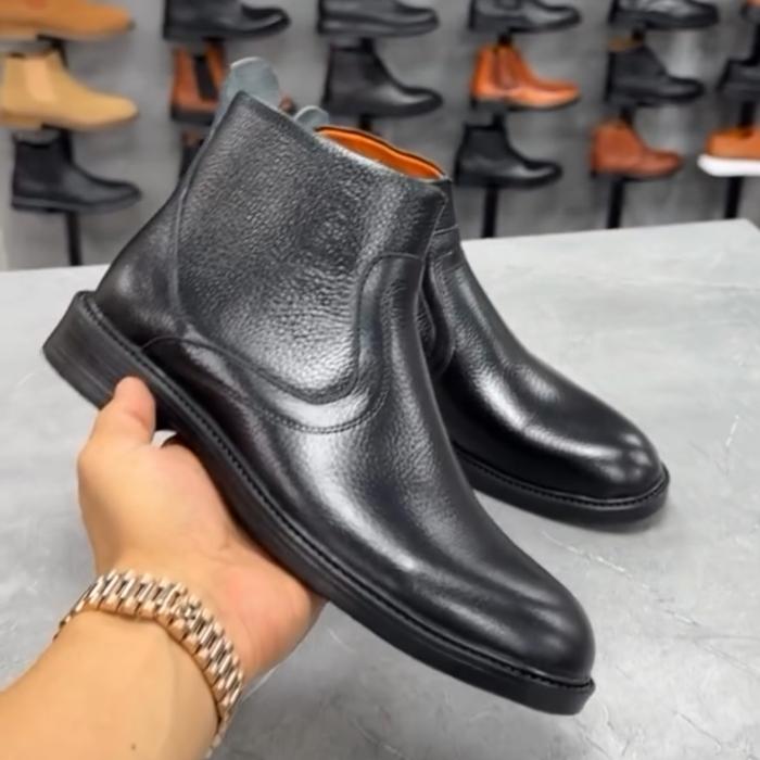 Business Zipper Leather Boots