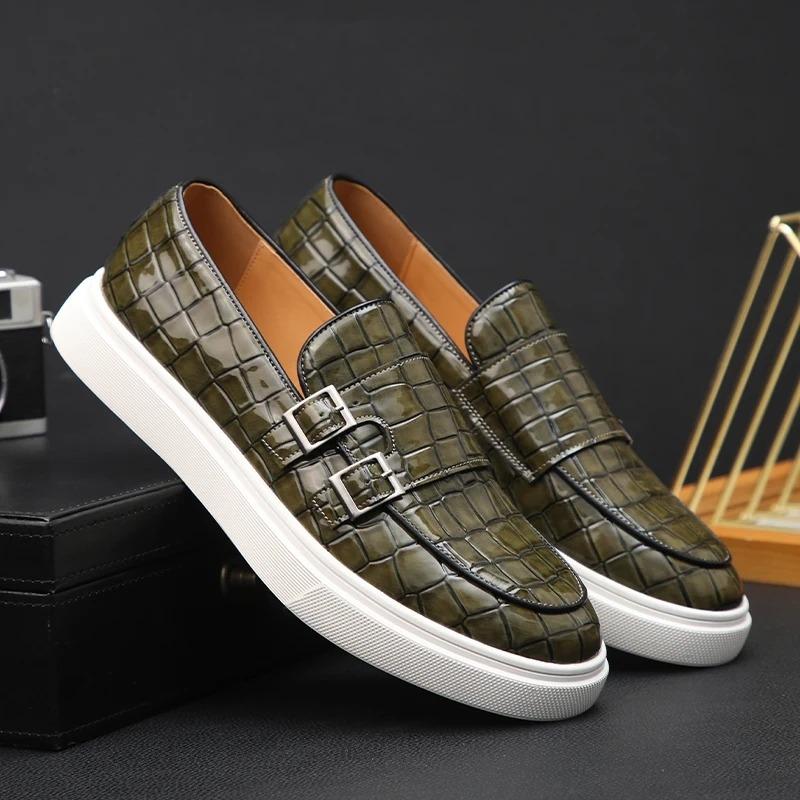 Crocodile Leather One-Step Loafers