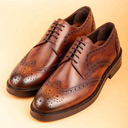 Leather Derby Carved Gentleman's Shoes